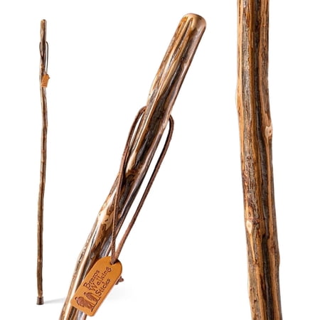 Brazos Rustic Wood Walking Stick, Ironwood, Traditional Style Handle, for Men & Women, 55"