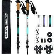 Brazos Trekking Poles for Hiking | Collapsible Walking Stick | 24" to 54" (Pair of 2) 9.7oz Ultra-Light Aluminum with Cork Grip | Hiking in All Terrains & Seasons, Green