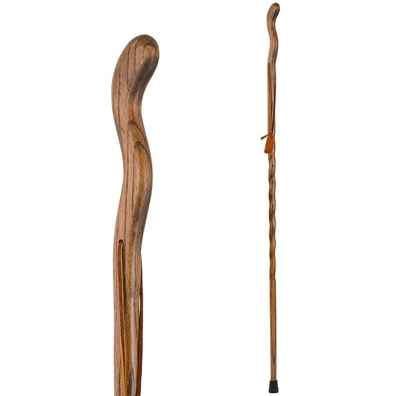 Brazos Twisted Fitness Walker Brown Wood Walking Stick 58 Inch Height