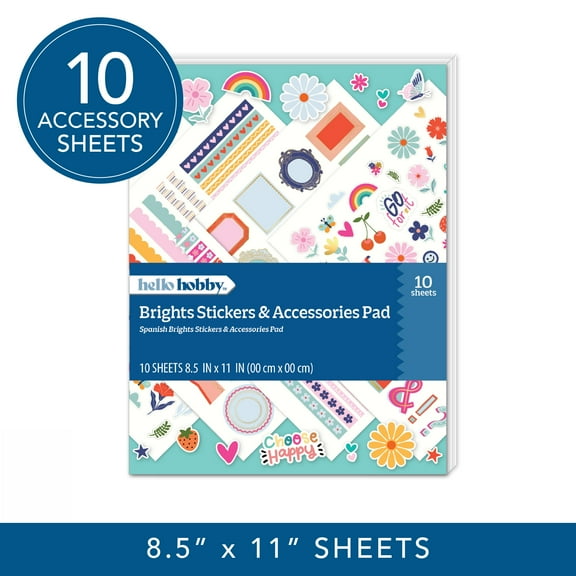 Hello Hobby 8.5 x 11 Inch Brights Multicolored Stickers & Accessories Pack