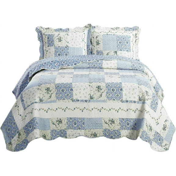 Brea Luxury Microfiber Full/Queen Size, Over-Sized 3pc Quilt Set, 92-Inch Wide x 96-Inch Long Coverlet