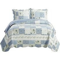 Brea Microfiber Twin XL Quilt Sets- 2 Piece Oversized Reversible Printed Coverlets