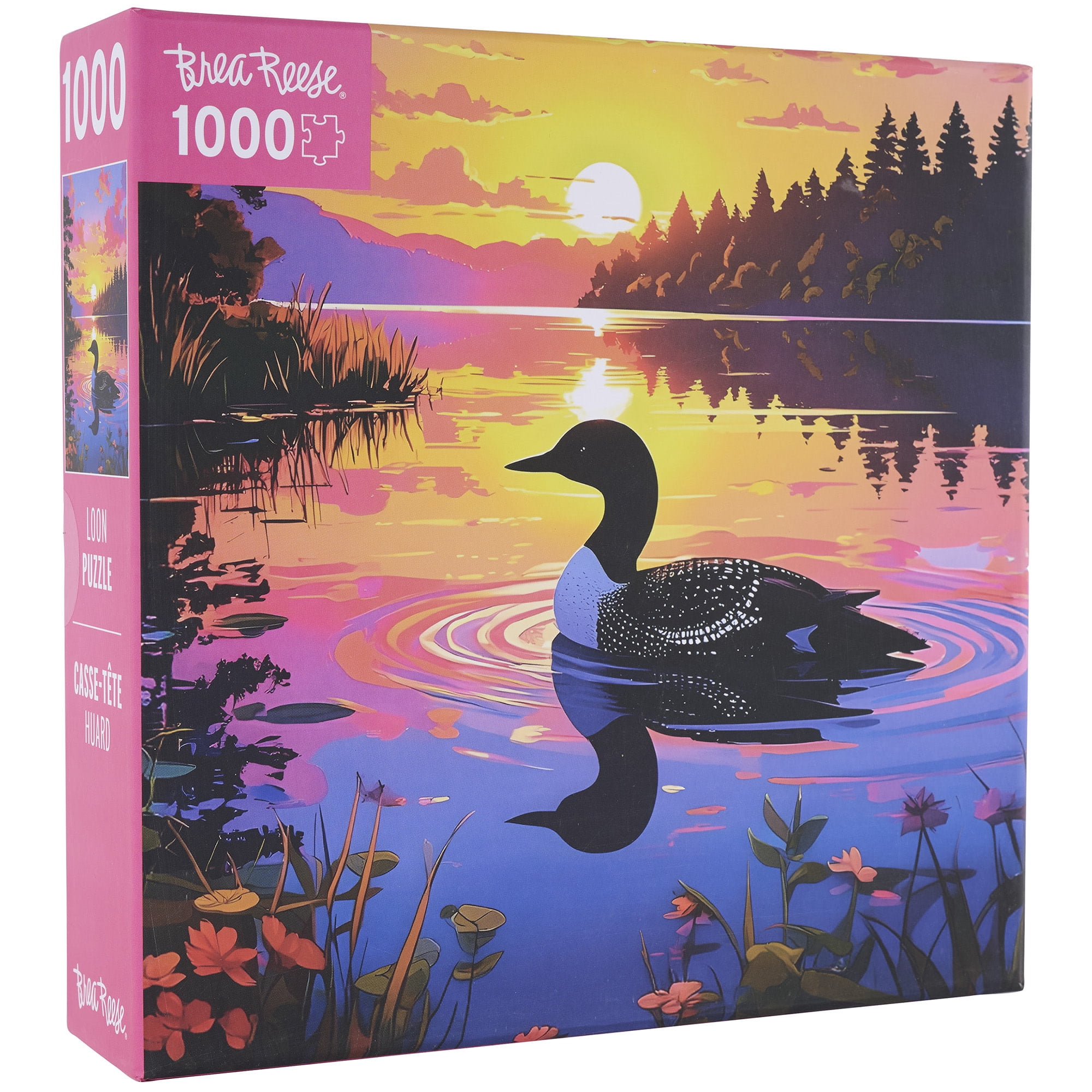 Brea Reese: 1000 Piece Puzzle - Loon - Bird & Lake Sunset Landscape Scene, Adult Jigsaw, Soft-Touch, Snap-Fit, Image Reference Poster, 19.25 x 26.75"