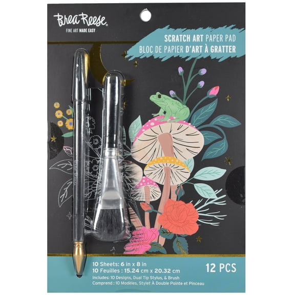 Brea Reese Scratch Art Kit - Mythical Animals - Metallic Guided Art, 6x8