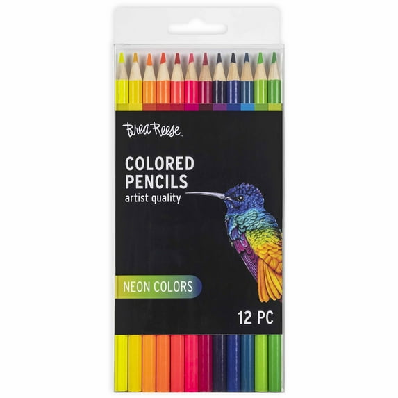 Brea Reese: Artist Quality Colored Pencils - Neon Colors - 12pc Bright Pigments, Create Bold Eye-Catching Accents, Drawing-Writing, Adult Art Supplies