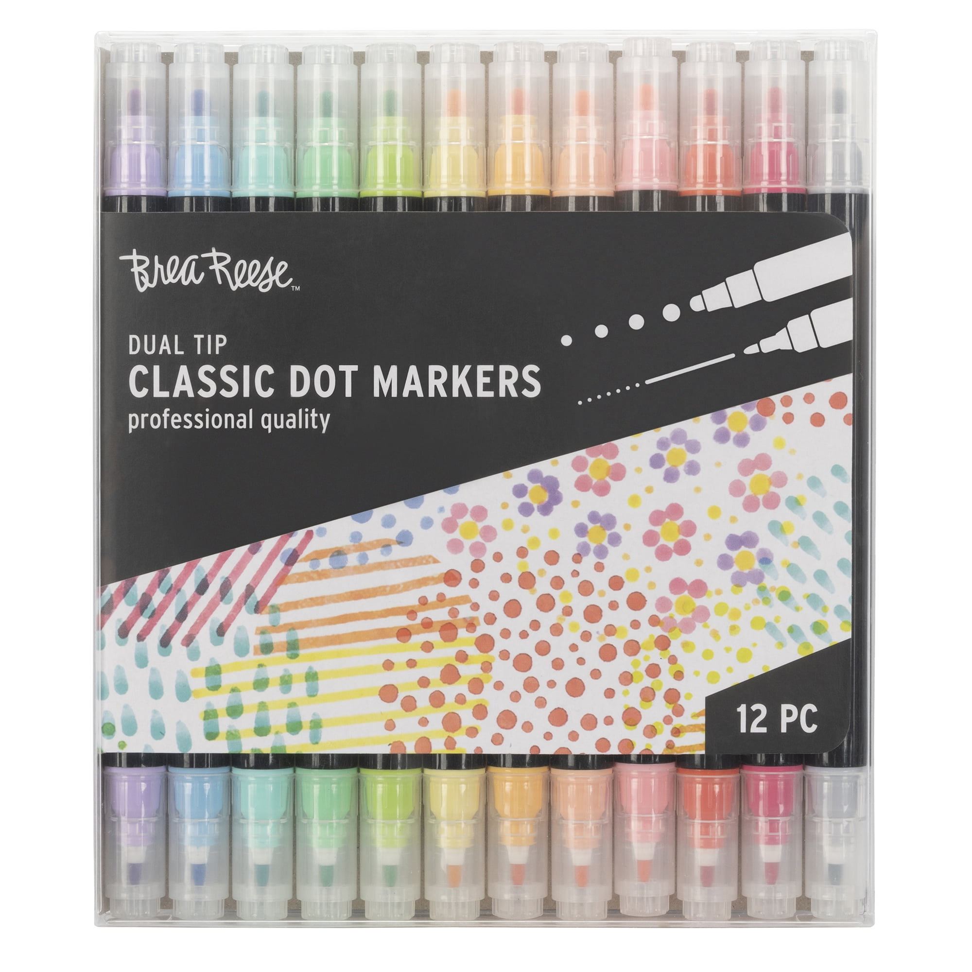 Brea Reese: Dual-Tip Dot Markers - Classic 12ct - 24 Colors, Professional Quality, Water-Based Ink, Adults Art Supplies, DIY Crafts & Scrapbooking