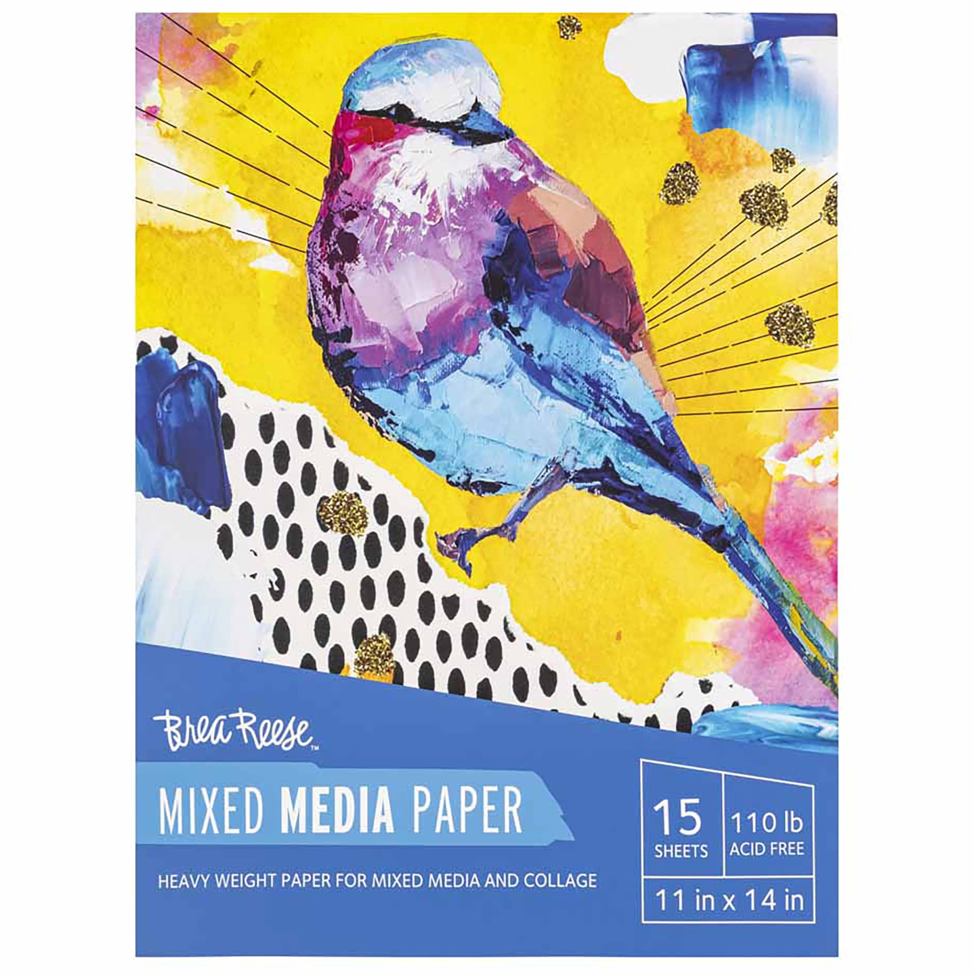 Brea Reese: Mixed Media Paper Pad 60 Sheets - 11x14" - 98lb, Acid-Free, Layering & Collaging, Perfect for Multiple Art Mediums, Adult Art Supplies