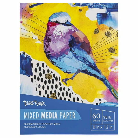 Brea Reese: Mixed Media Paper Pad 60 Sheets - 9x12" - 98 lb, Acid-Free, Layering & Collaging, Durable & Perfect for All Mediums, Adult Art Supplies