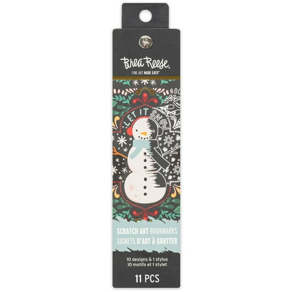 Brea Reese: Scratch Art Bookmark Kit - Holiday Motifs - 10 Bookmarks, Metallic Guided Art, Holiday-Themed, Family-Friendly, Calming Adult Craft Kit