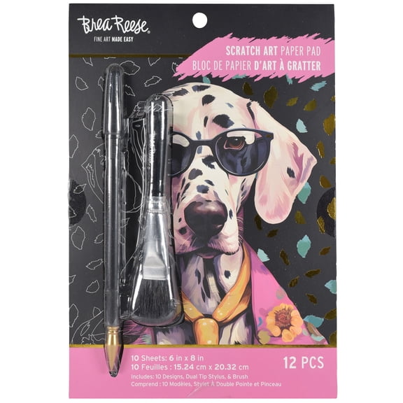 Brea Reese Scratch Art Paper Pad - Pet Fashion - Guided Art, 6x8