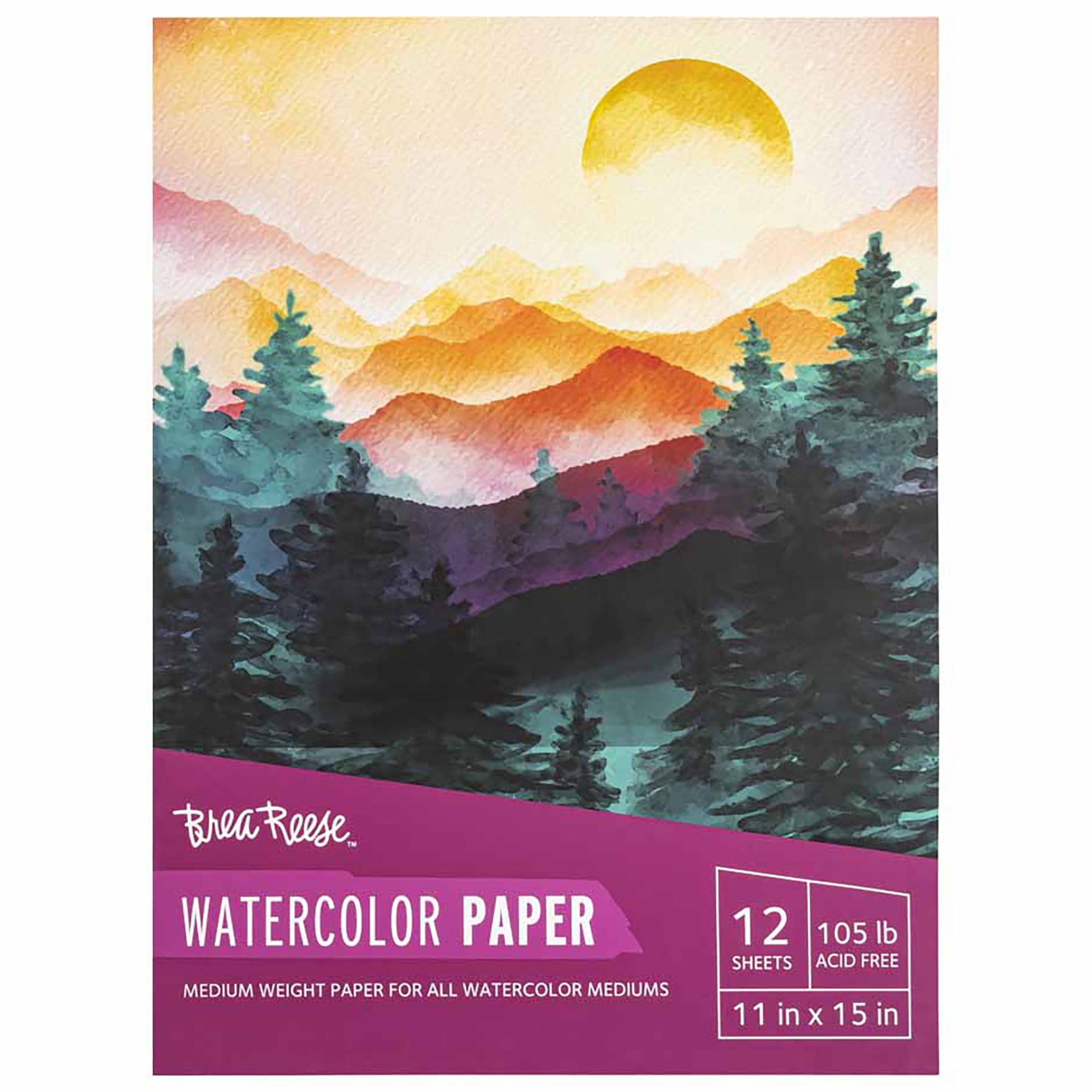 Brea Reese: Watercolor Paper Pad 50 Sheets - 11x15" - 105lb, Acid-Free, Durable & Glue-Bound, Perfect for Watercolor Painting, Adult Art Supplies
