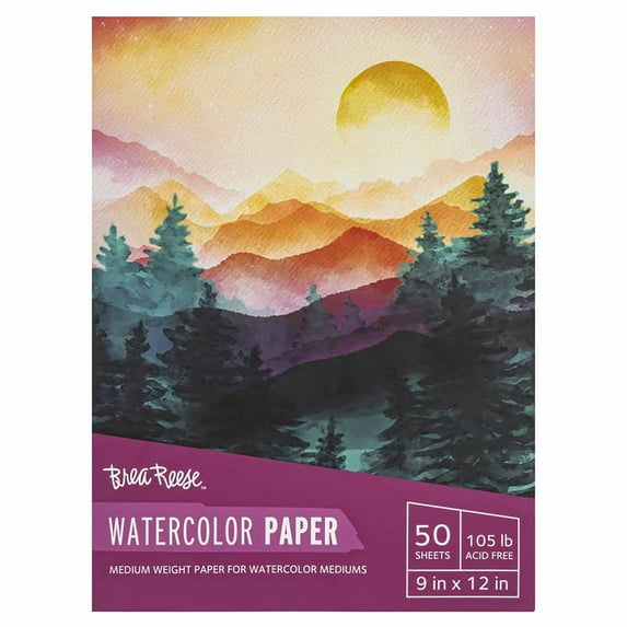 Brea Reese: Watercolor Paper Pad 50 Sheets - 9x12" - 105lb, Acid-Free, Durable & Glue-Bound, Perfect for Watercolor Painting, Adult Art Supplies