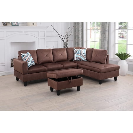 Brea3 Piece Right Facing Sectional Sofa Set With Ottoman