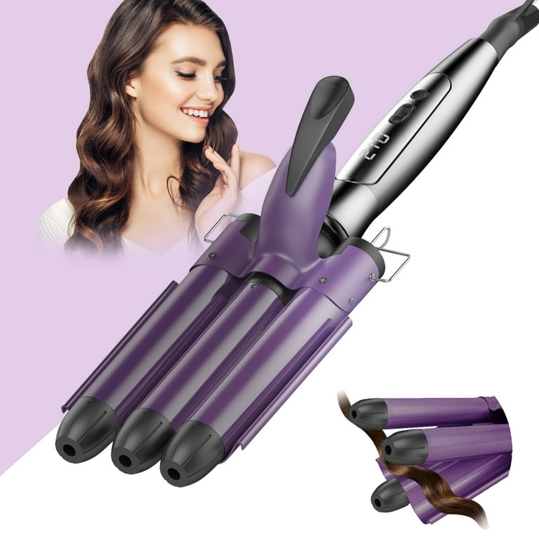 BreaDeep 3 Barrel Hair Curling Iron Wand Ceramic Tourmaline Triple Barrels Dual Voltage Hair Crimper Temperature Adjustable 25mm Hair Crimper Hair