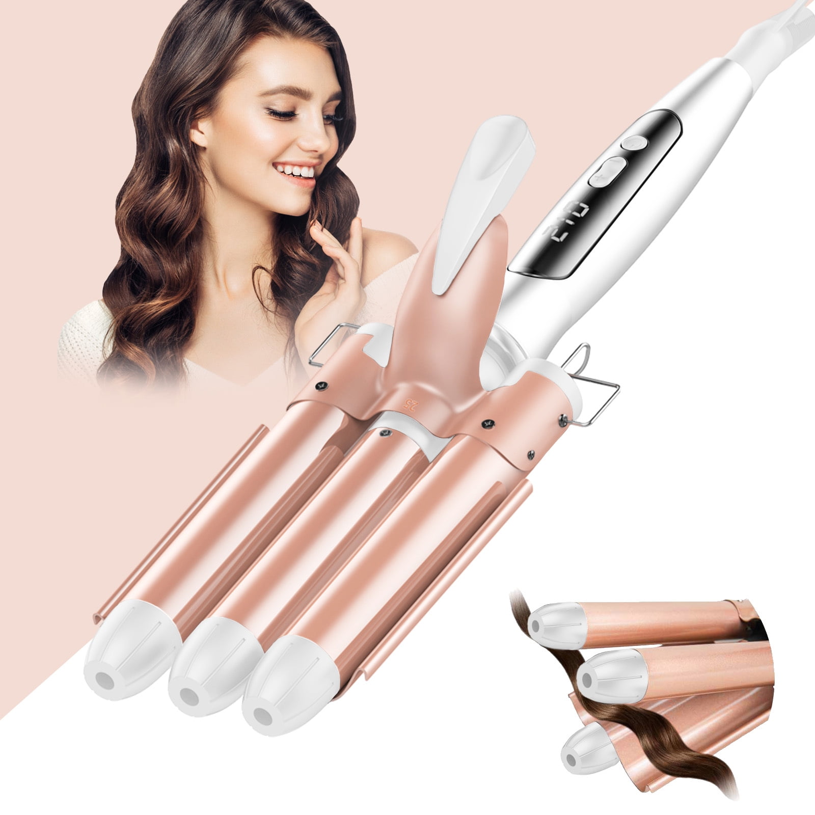 BreaDeep 3 Barrel Hair Curling Iron Wand,Ceramic Tourmaline Triple