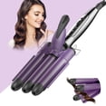 thumbnail image 1 of BreaDeep 3 Barrel Hair Curling Iron Wand,Ceramic Tourmaline Triple Barrels, Dual Voltage Hair Crimper Temperature Adjustable 25mm Hair Crimper,Hair Waving Styling Tools for Women & Girls (Purple), 1 of 7