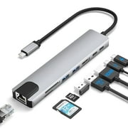 BreaDeep 8 in 1 USB C Hub Multiport Adapter with 4K HDMI, 85W PD, USB 3.0 Ports, USB C Data Port, SD/TF Card Reader, USB C Dongle for MacBook Pro/Air and Other Type C Devices