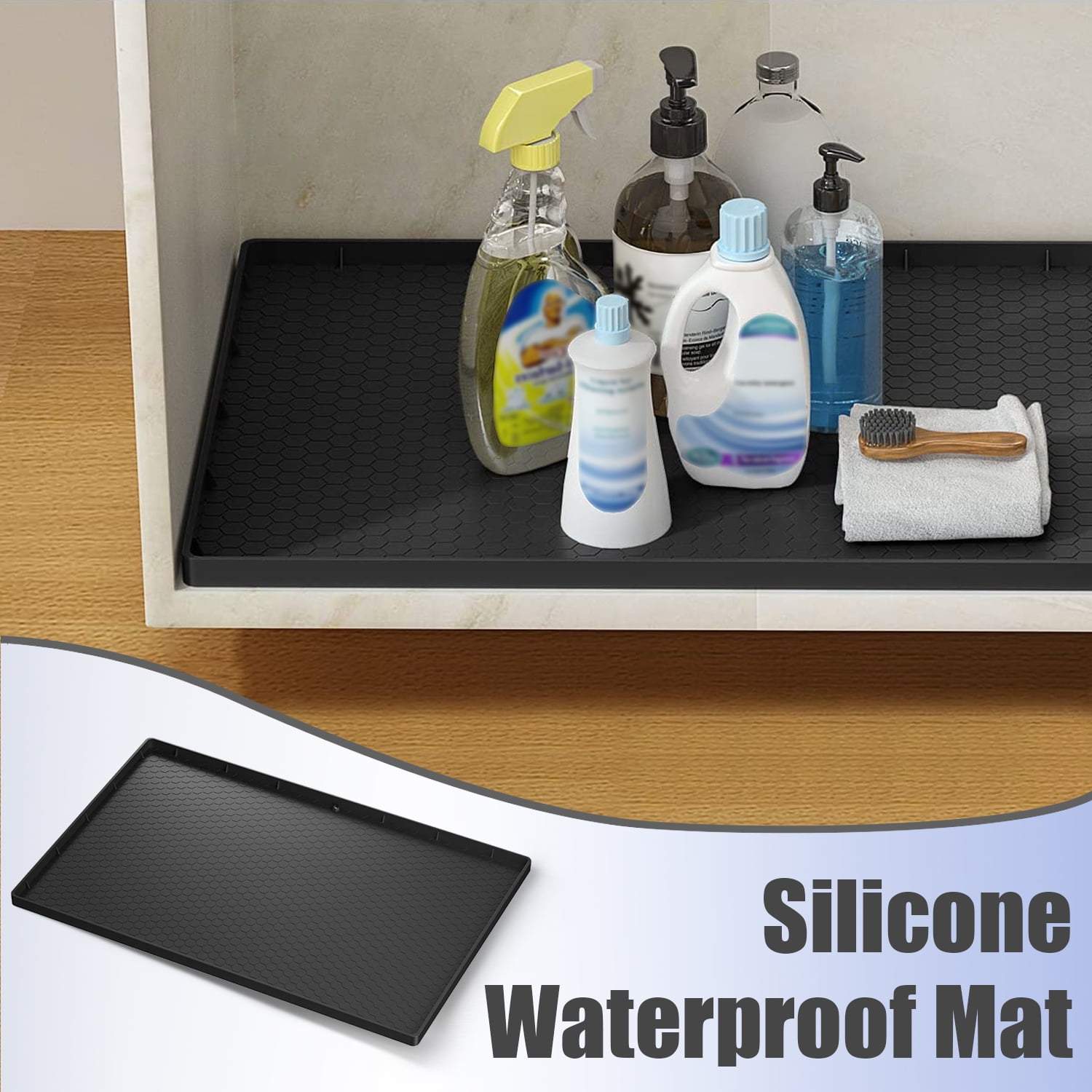 BreaDeep Under Sink Mat for Kitchen Waterproof, 34 x 22 Silicone