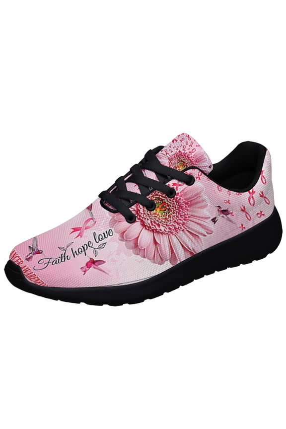 BreaStCancer Awareness Faith Hope Love Shoes Sneakers for Women Men Black Size 4.5