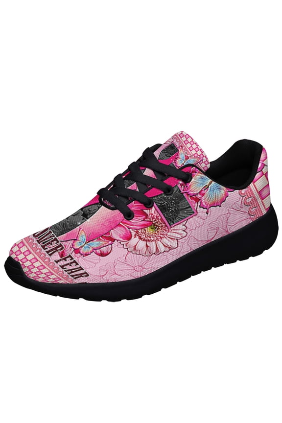 BreaStCancer Awareness Faith Over Fear Shoes Sneakers Black Size 3.5