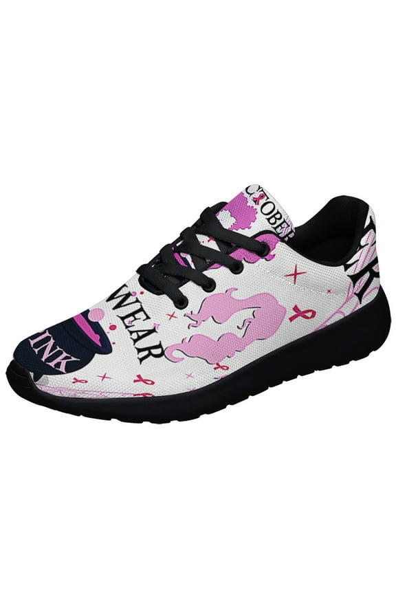 BreaStCancer Awareness In October We Wear Pink Shoes Sneakers Black Size 3.5