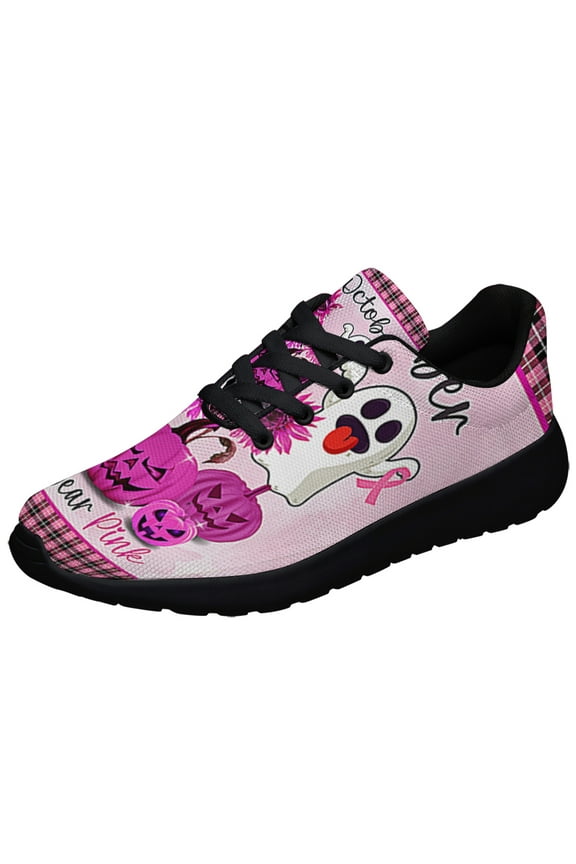 BreaStCancer Awareness In October We Wear Pink Shoes Sneakers Black Size 3.5