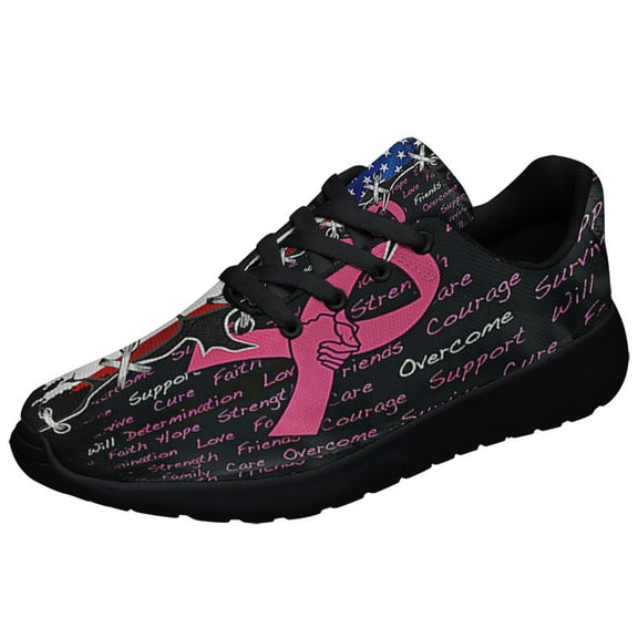 BreaStCancer Awareness Shoes Sneakers Black Size 3.5