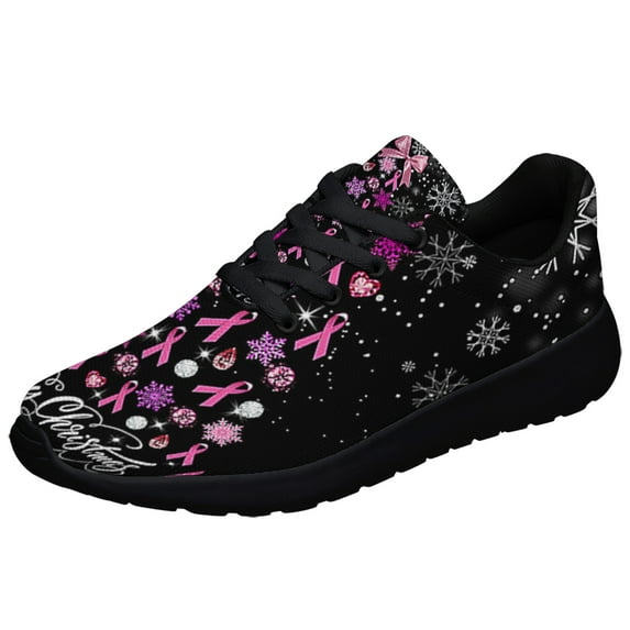 BreaStCancer ChriStas Merry ChriStas ChriStas Tree Shoes Sneakers Black Size 8.5