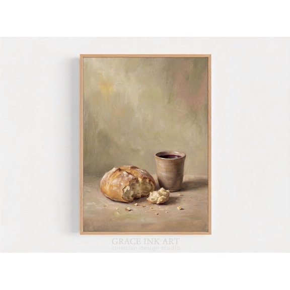Bread And Wine Holy Communion Art, Unframed Paper Poster 8x10in
