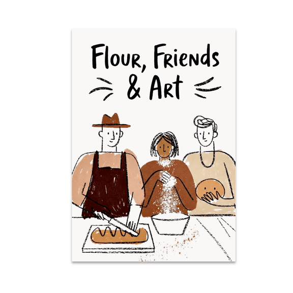 Bread Art Gathering Poster - Baking Enthusiast - 13x19 Poster Print