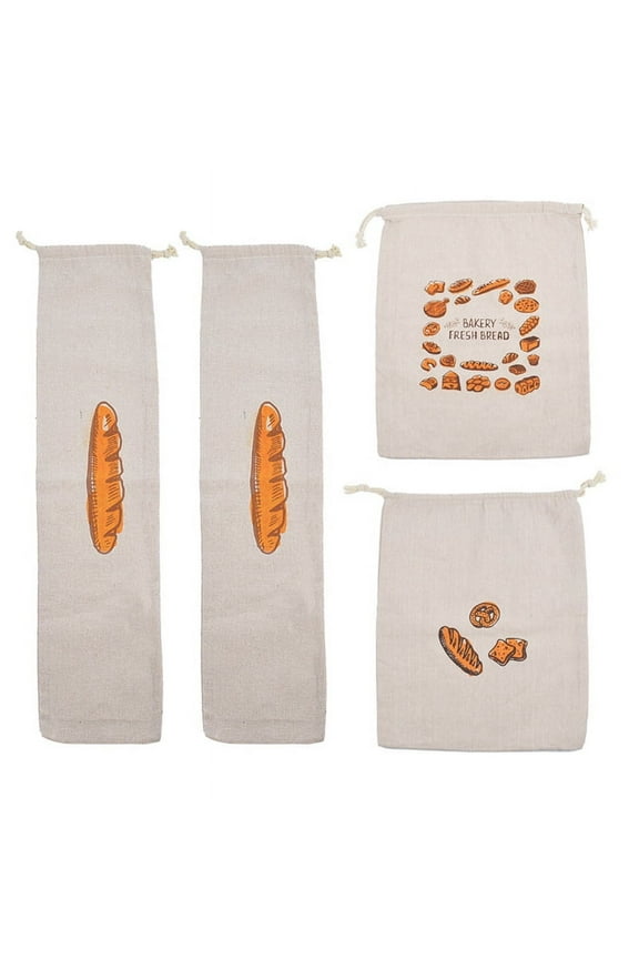 Bread Bag Reusable Cotton Drawstring Storage Bag Homemade Bread Fresh Eco-Friendly Kitchen Storage B Cotton Linen