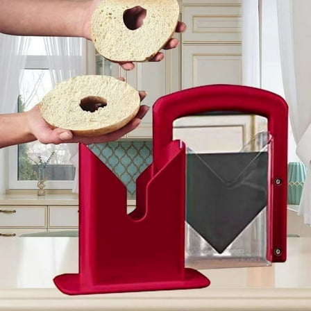 Bread Bagel Slicer, Compact Removable Cutter, Stainless Steel, Easy-Clean Blade, Non-Slip Base, Kitchen Gadget, Home Baking, Bagel Slicing Tool TOPLIU