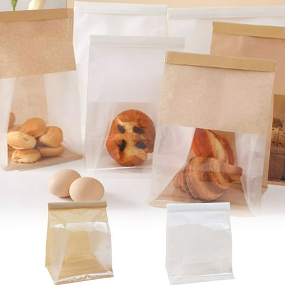 Bread Bags Rolled, Brown Kraft Paper Food Packaging Bags with Self-sealing Zipper & Tear Notch, 13x10x5cm, Heat Sealable and Stand-up Base for Freshness, Ideal for Home Bakeries, Coffee