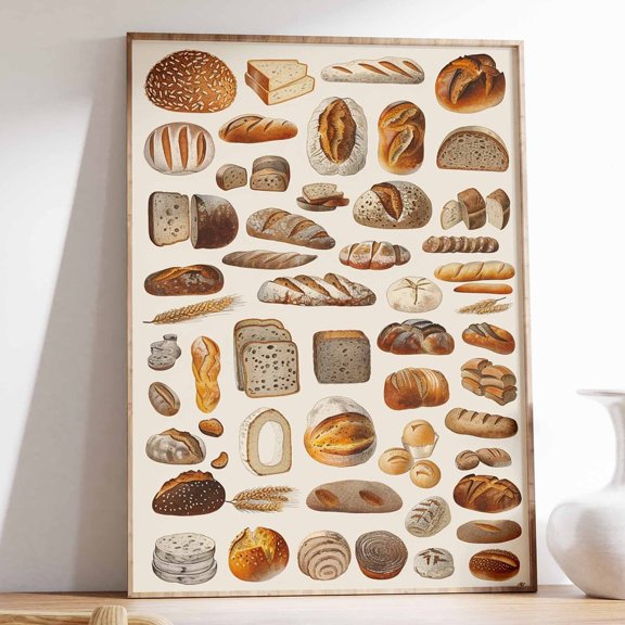 Bread Bakery Kitchen Food Poster Design 2 UNFRAMED PAPER POSTER, Home Decor