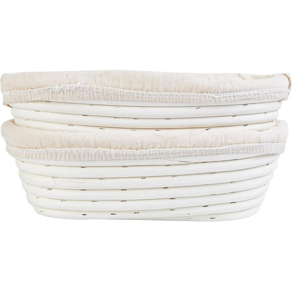Bread Banneton Proofing Basket Handmade Rattan Bowl-Oval, 2 Pcs