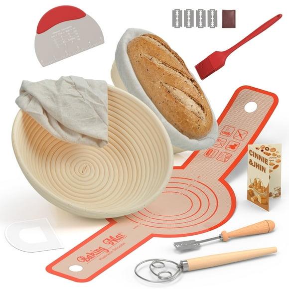 Banneton Bread Proofing Basket Set,  16pcs Sourdough Bread Baking supplies，Sourdough Starter Kit