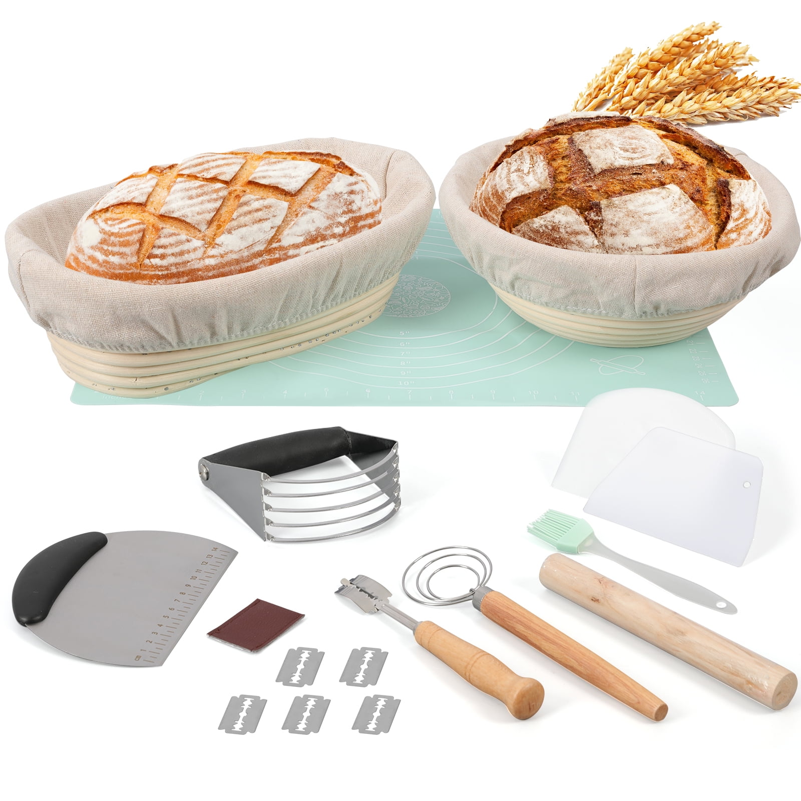 KAIOTYA Bread Proofing Basket Set for Rising & Baking, 9 inch