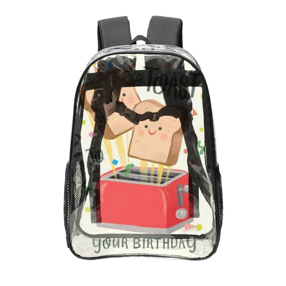 Bread Barbershop Pattern Transparent Backpack Lightweight And fashionable Showcasing Personality And Leading The Trend