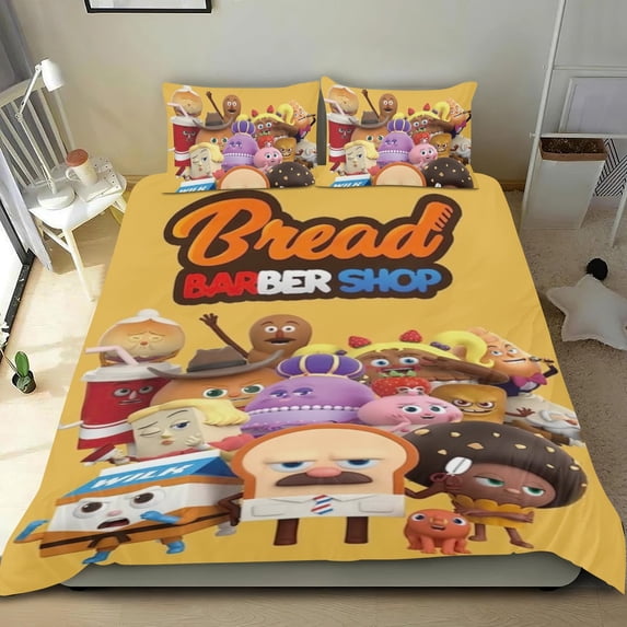 Bread Barbershop Themed Bed Sheet Set Three Piece Set 36x75 In ches Comfortable And Skin Friendly Unique Design Creating A Star Studded Night Home Decor Gifts For Family Friends fans