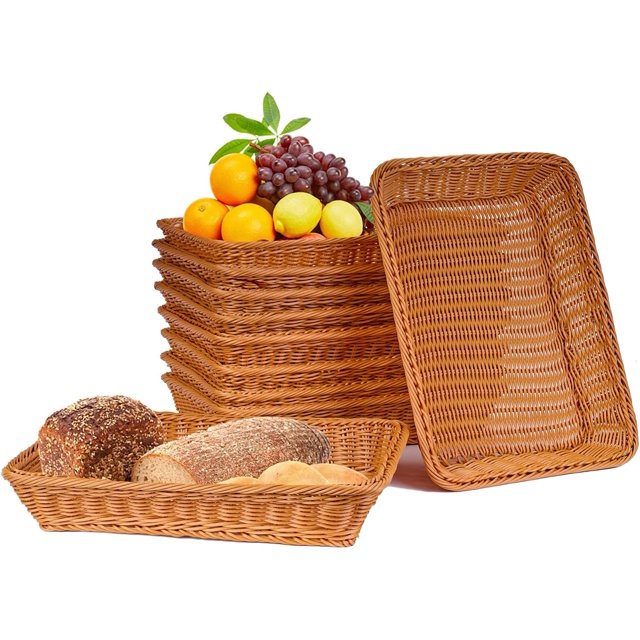 Bread Basket, 16 Inch Wicker Fruit Basket, 10 Pack Bread Baskets for