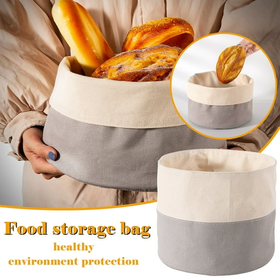 Bread Basket Linen Bread Basket with Lining Large Round Food Storage Bag for Homemade Bread(1Pcs) NCHKUN