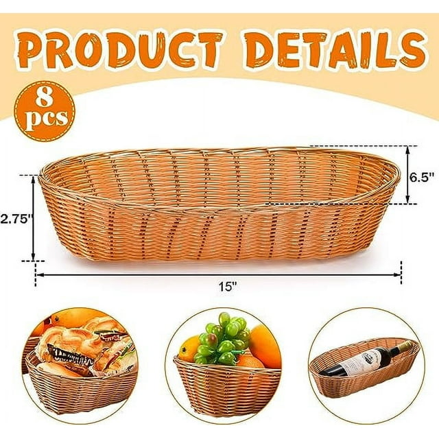 Bread Basket Plastic Oval Basket Woven Food Storage Basket And Fruit Vegetables Serving Basket