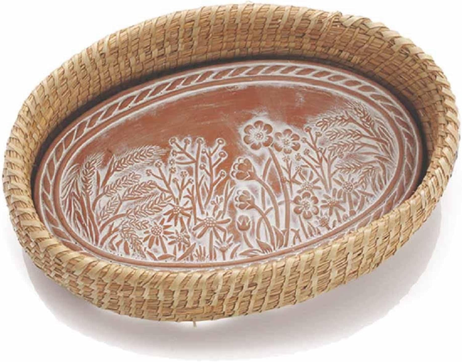 Cecnamt Bread Basket With Terracotta Warmer Stone, Liner And Cover Cloth, Bread Baskets For Serving, Sourdough, Bakers Gift For Kitchen, House Warming Gift - Willow Weaving