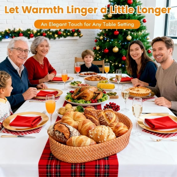 Bread Basket with Warming Stone with Lid - Terra Cotta Bread Warmer