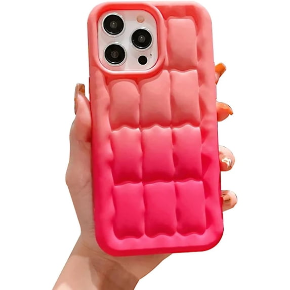 Bread Block Creative Gradient Dual Color Soft Silicone Case for Women Girls Compatible with iPhone Case (iPhone 12,Pink-Rose)