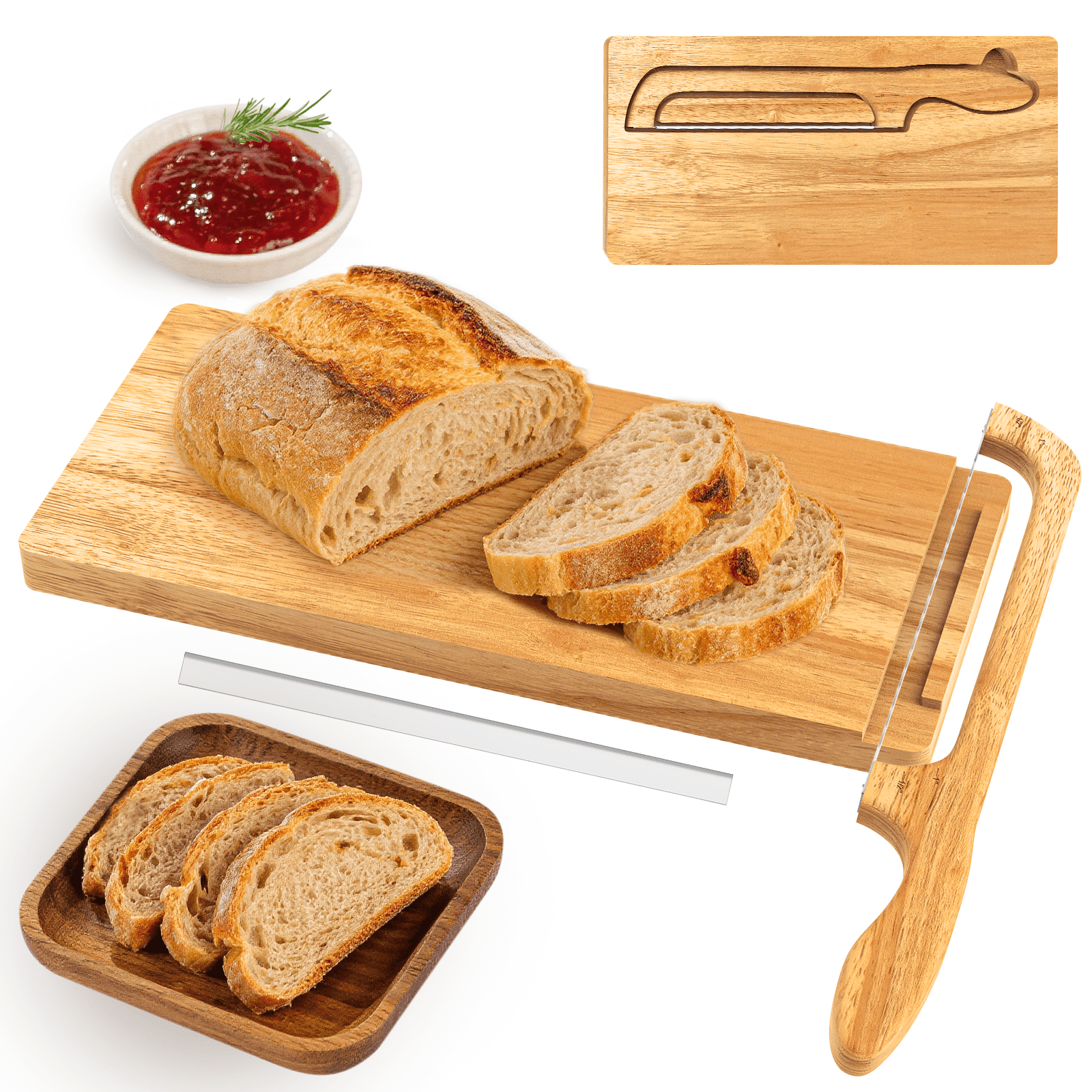 Bread Bow Knife and Board Set, Sourdough Bread Slicer and Bread Cutting Board with Magnetic Storage, Space-saving,Right & Left Handed, Perfect for Bagels, Homemade Bread, Ideal Baking Gifts for Woman