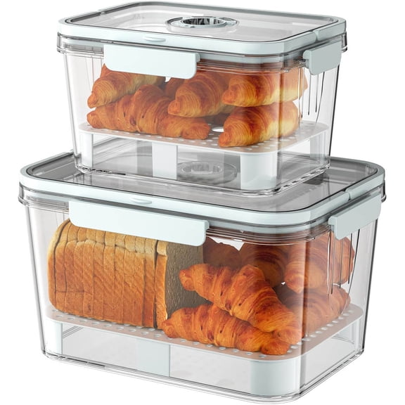 Bread Box: Airtight Food Storage Container with Lid for Bread, Toast, Bagel, Donut, Cookies and Fruits