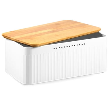 Bread Box with Bamboo Lid Metal Bread Container Breathable Bread Bin 13×7×5.3 Inch Bread Storage Container Multifunctional Bread Keeper Large Capacity Bread Storage Bin for Home Kitchen