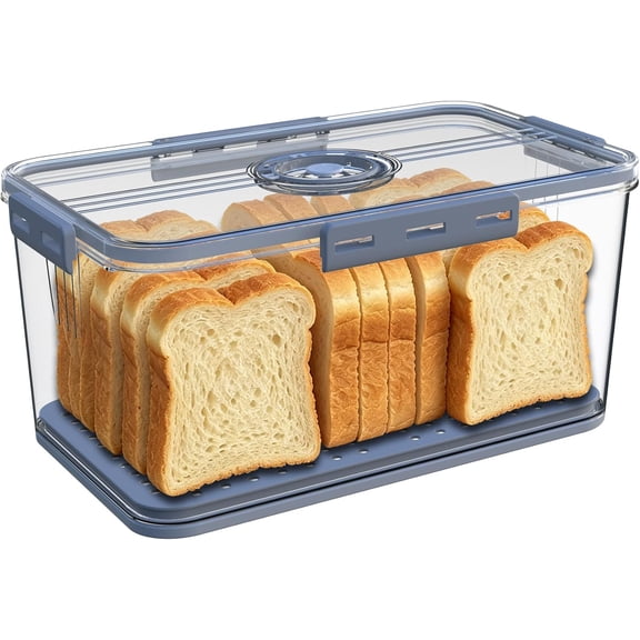 Bread Box Bread Boxes for Kitchen Counter Airtight,Time Recording Bread Storage Container with Lid, Bread Keeper for made Bread, Toast, Bagel, Donut and Cookies, Grey