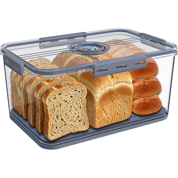 Bread Box Bread Boxes with Lid for Kitchen Counter, Airtight Loaf Bread Storage Container,Large Time Recording Bread Keeper for Homemade Bread, Toast, Bagel